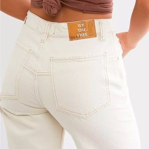 Free People Tinsley Baggy Straight Leg High Rise Jean Ecru 27 NWT